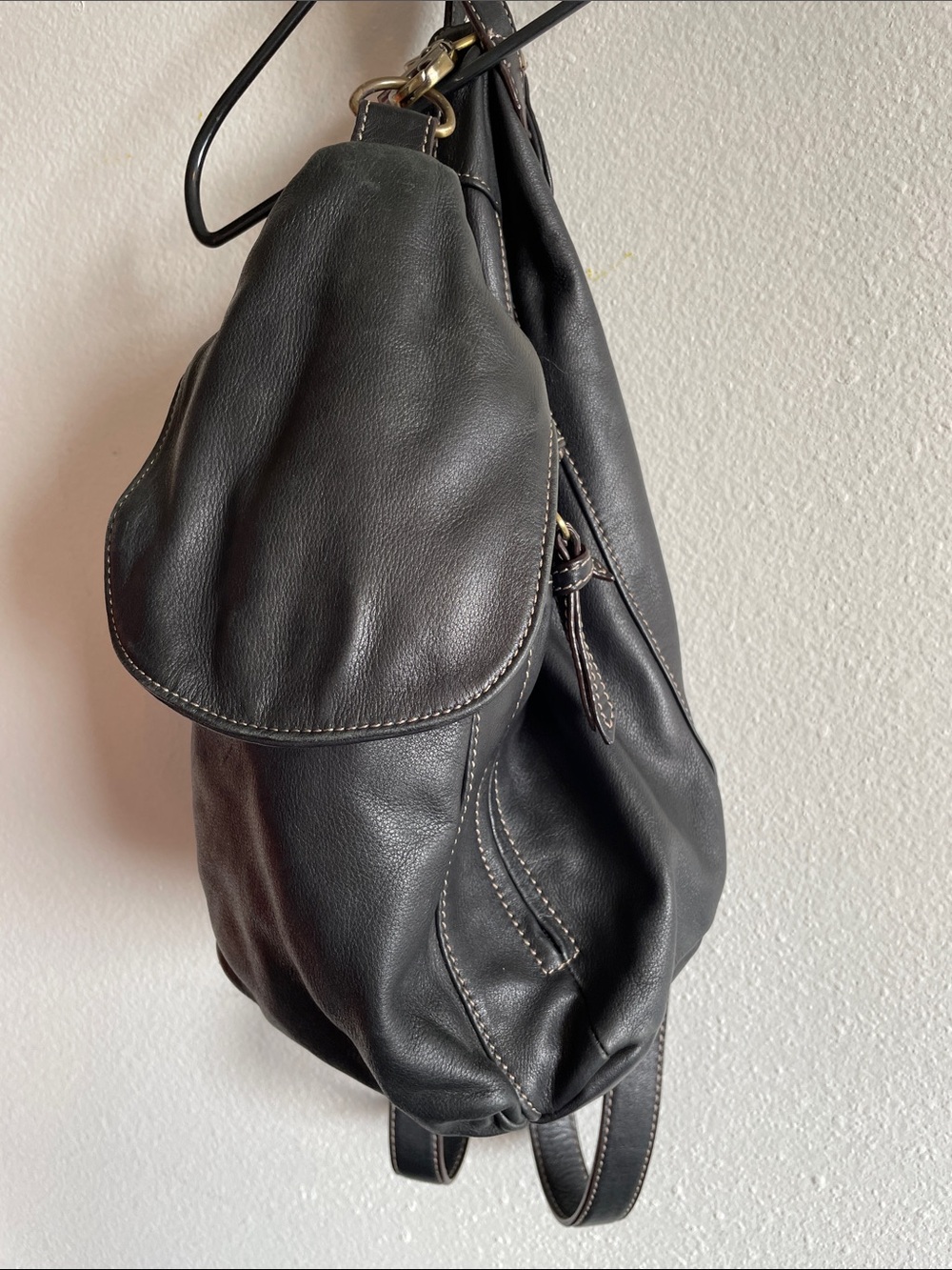 Tignanello- Soft Geniune Black Leather Backpack/Purse